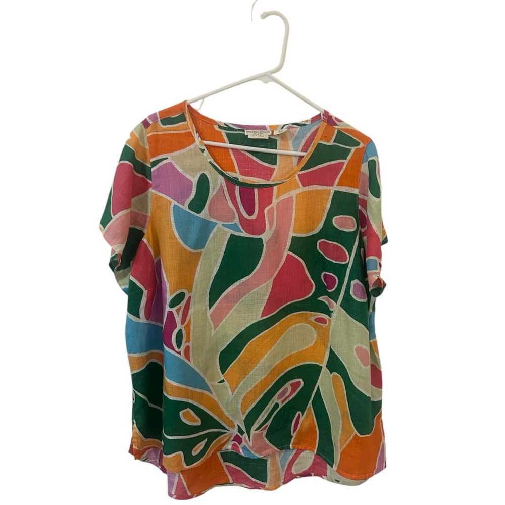 Christian Siriano Multicolor 100% Linen Blouse
